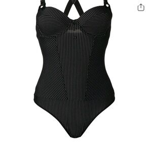 Black Pinstripe Women's Bodysuit